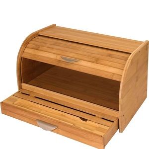 Honey Can Do Bamboo Bread Box w Cutting Board New in Sealed Box